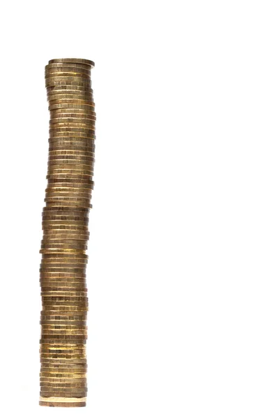 Tall stack of golden coins — Stock Photo, Image