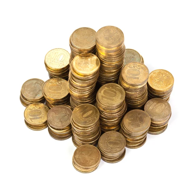 Pila di monete d'oro dall'alto — Foto Stock