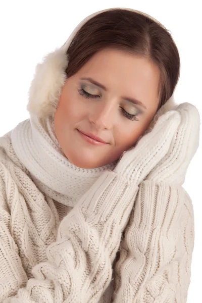 Beautiful Girl in winter mitten — Stock Photo, Image