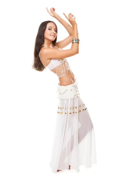Jovem mulher posando dança barriga árabe — Fotografia de Stock