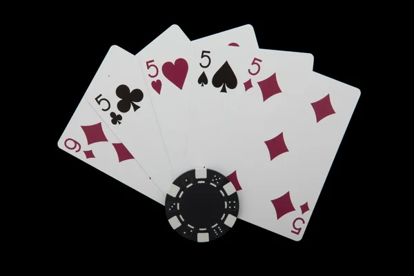 La main de poker Quatre d'une sorte de cinq — Photo