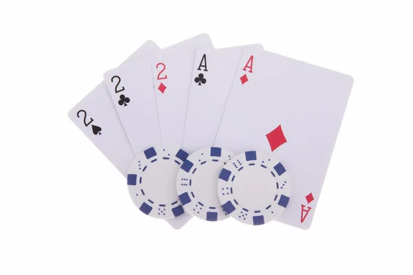 Full House mit Pokerchips — Stockfoto