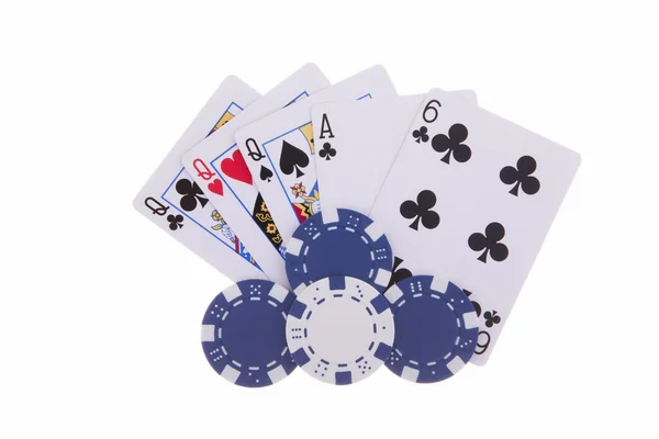 Tři druhy s poker žetony — Stock fotografie