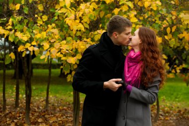 Young love couple kissing clipart