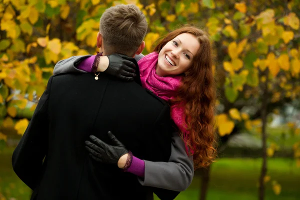 Girl hugging her boyfriend — Stock Photo, Image