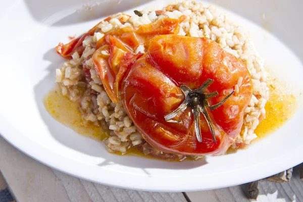 Tomatoes stuffed with rice — Stock Photo, Image