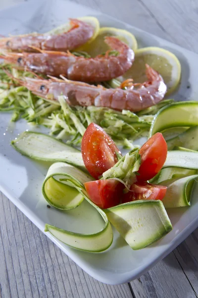 Shellfish and zucchini — Stock Photo, Image