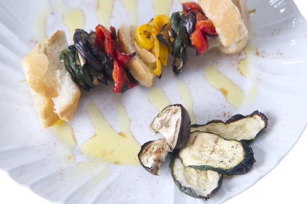 Grilled vegetables on skewer — Stock Photo, Image