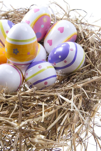 Easter Eggs in hay — Stock Photo, Image