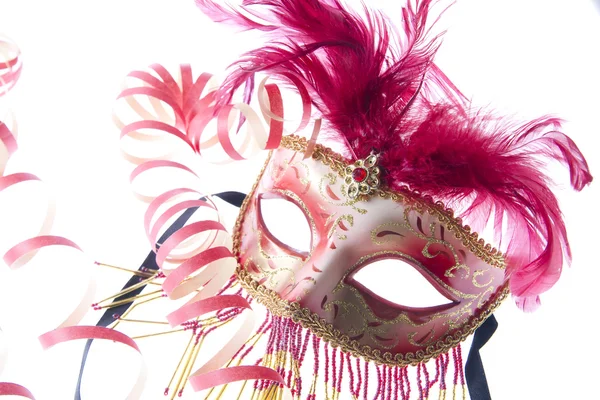 Benátky maska s konfety — Stock fotografie
