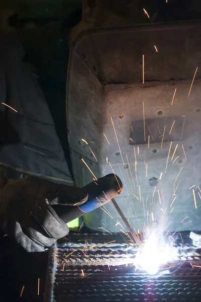 Joining metals by welding — Stock Photo, Image