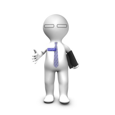 Expert consultant stretching his hand for a handshake clipart