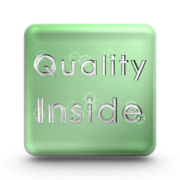 Green quality cube icon — Stock Photo, Image