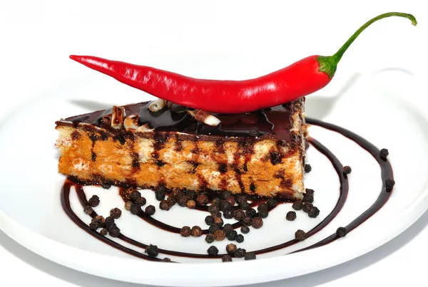 Cake met Spaanse peper Stockfoto