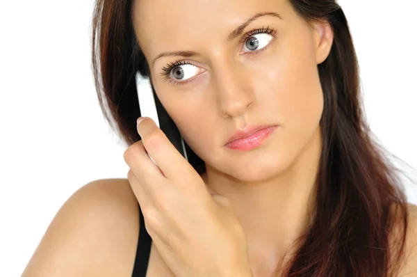 stock image Beautiful girl talking by telephone