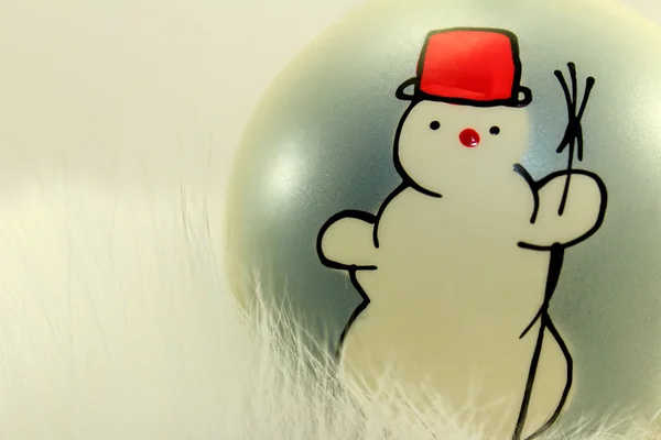 Juldekoration med snögubbe — Stockfoto