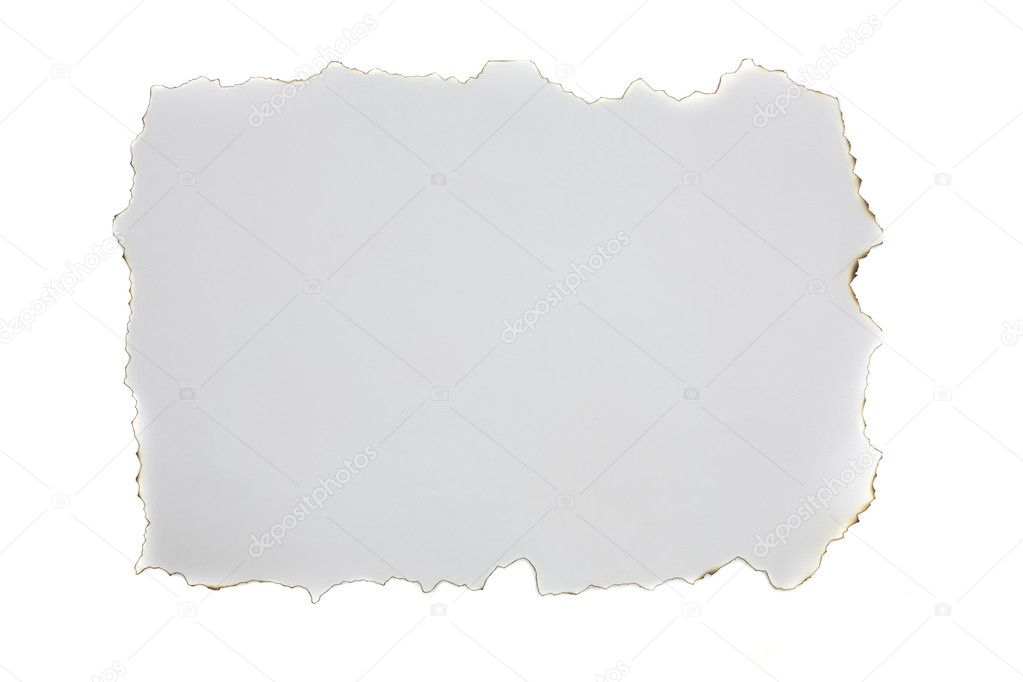 Old Paper with burned edges isolated in white background