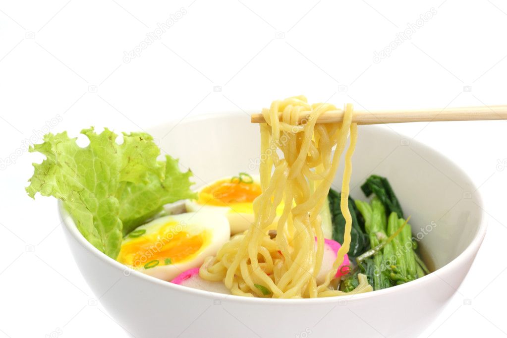 Noodle ranmen Japanese food isolated in white background
