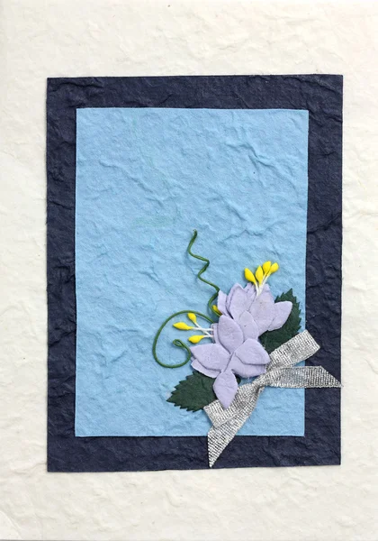 Papelaria flor moldura azul — Fotografia de Stock