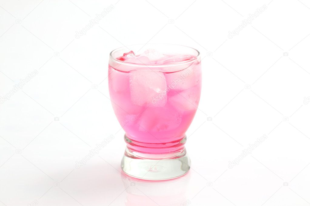 Glass of pink lemonade isolated in white background