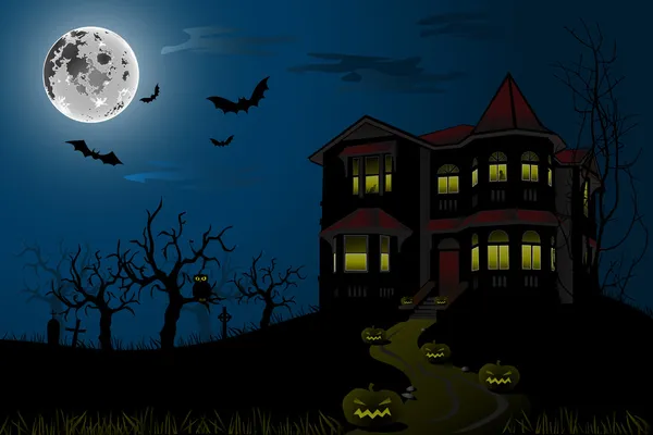 Casa embrujada de Halloween — Vector de stock