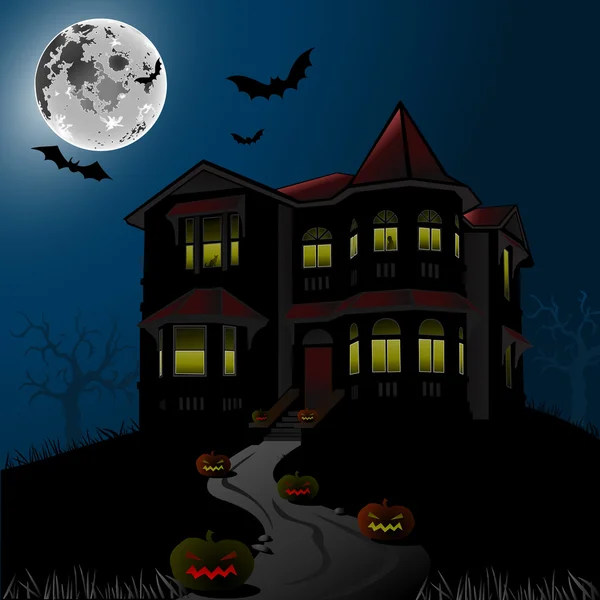 Halloween spookhuis — Stockvector