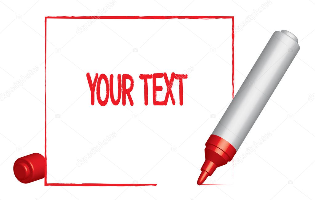 Text frame and a red felt-tip pen