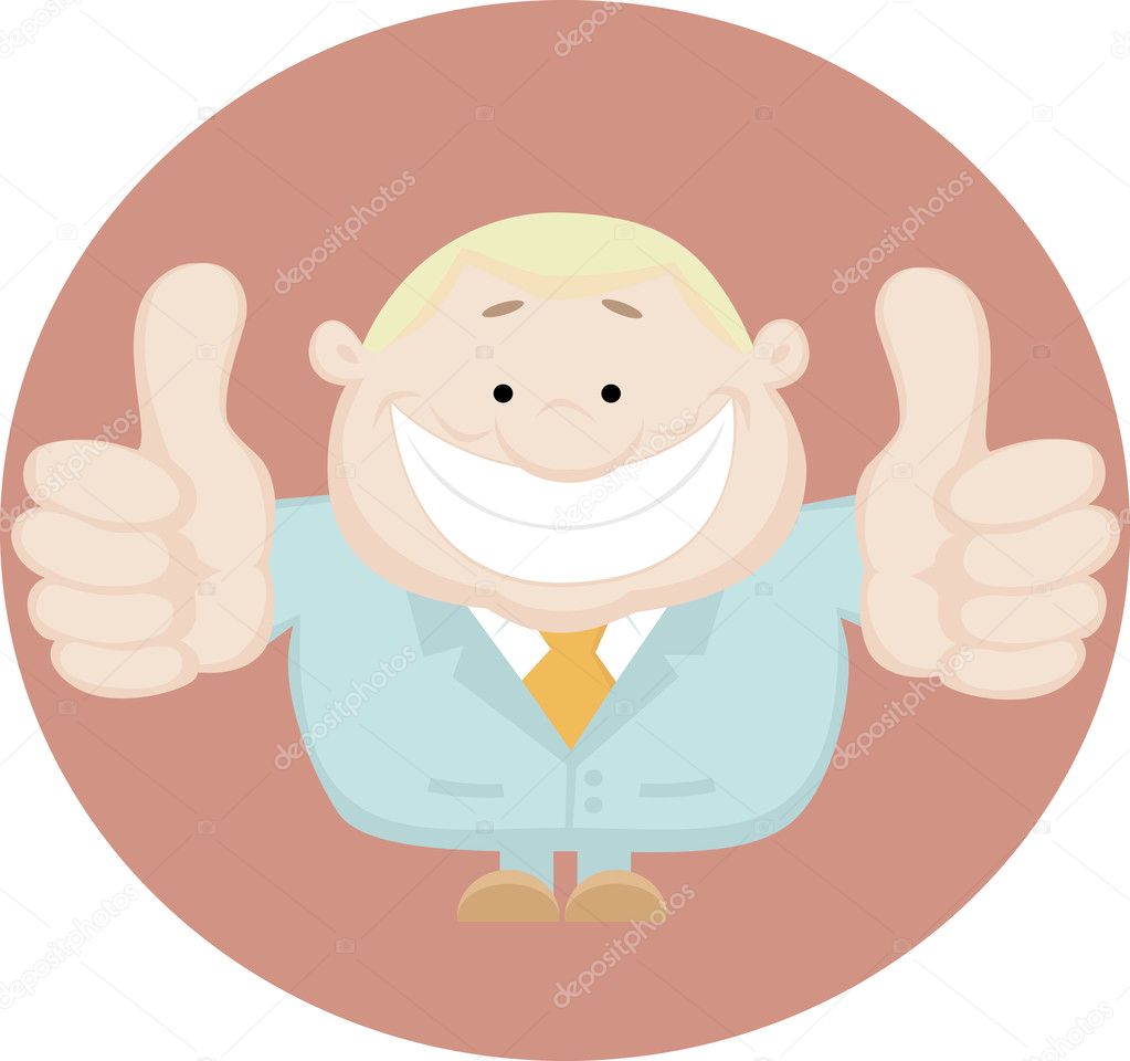 Businessman showing thumbs up. Vector illustration