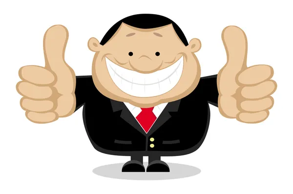 Empresário sorridente mostrando os polegares para cima —  Vetores de Stock