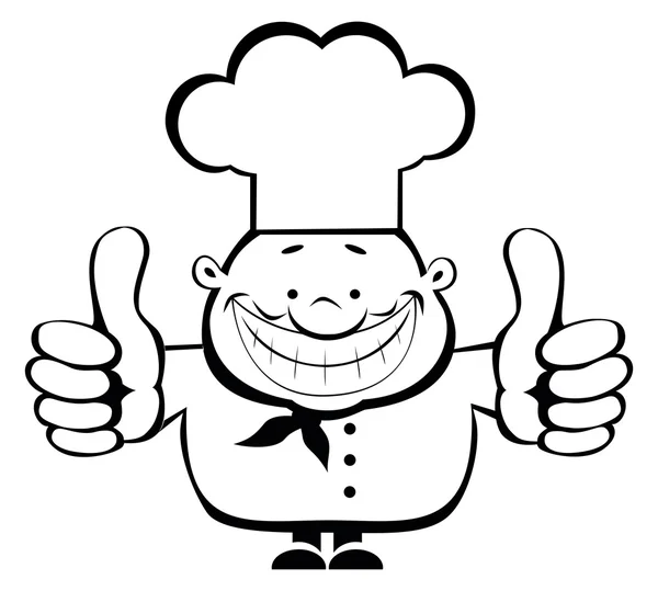 Chef sorridente mostrando pollici in su — Vettoriale Stock