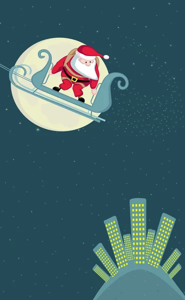 Cristmas card. Santa skydiving — Stock Vector