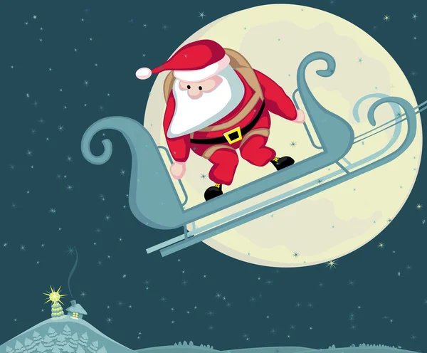Santa skydiver — Stock Vector