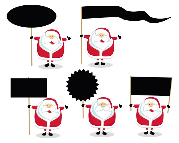 Pai Natal dos desenhos animados com sinais em branco —  Vetores de Stock
