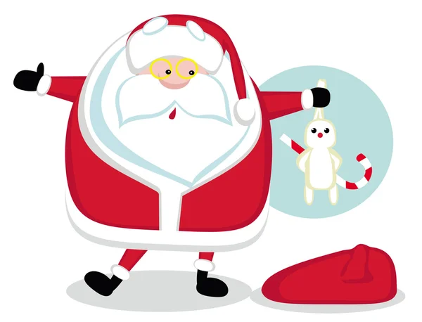 Desenhos animados Santa segurando um coelho — Vetor de Stock