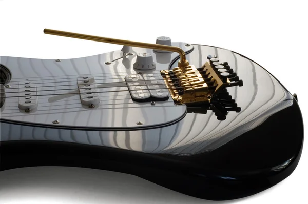 Електрична гітара крупним планом ізольована на білому — стокове фото