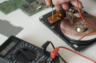 Repair of the hard disc close up clipart