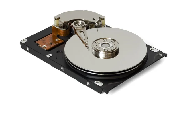 Demontované pevný disk izolovaných na bílém pozadí — Stock fotografie