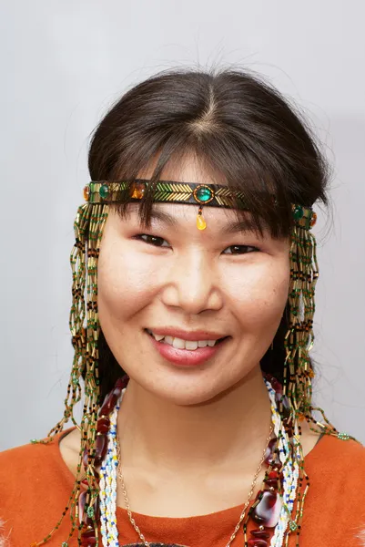 stock image Beautiful chukchi woman in the folk dress