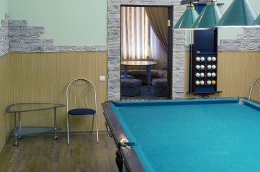 The poolroom decorated by raw stone clipart