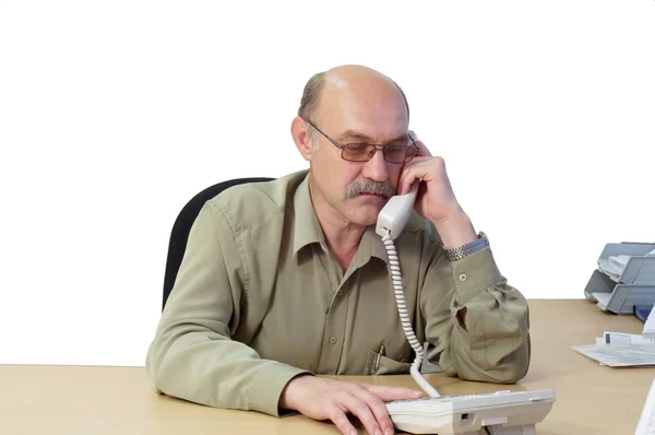 Pembicaraan manajer dengan klien diisolasi pada warna putih — Stok Foto