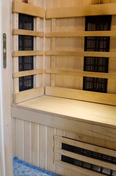Wnętrze sauny na podczerwień z bliska — Zdjęcie stockowe