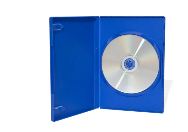 Kompakt disk mavi plastik kutu — Stok fotoğraf
