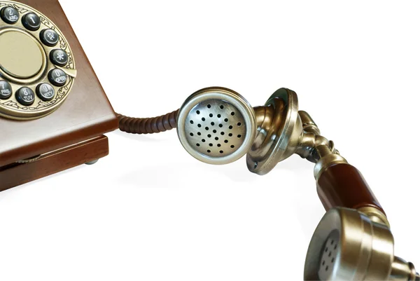 Eski moda telefon üzerinde beyaz izole — Stok fotoğraf