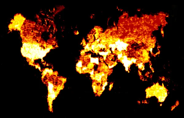 Ilustracja mapa świata ognisty — Zdjęcie stockowe