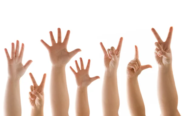 Hand och finder gester på vit — Stockfoto