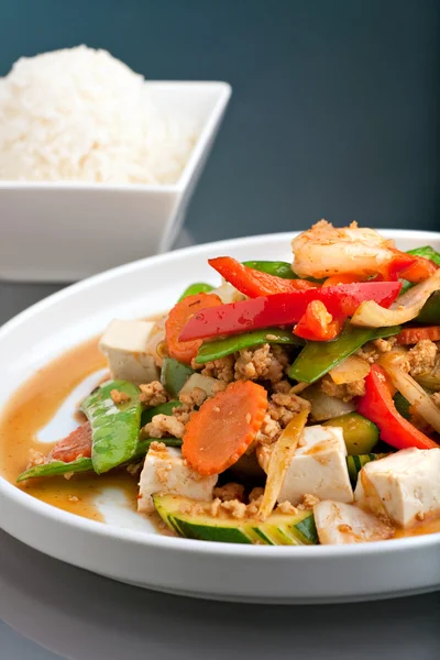 Thai Food Stir Freír con arroz jazmín — Foto de Stock