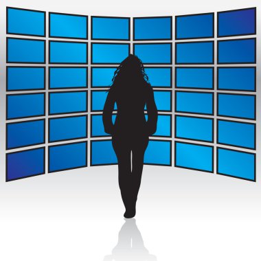 Wall of Widescreen TVs clipart