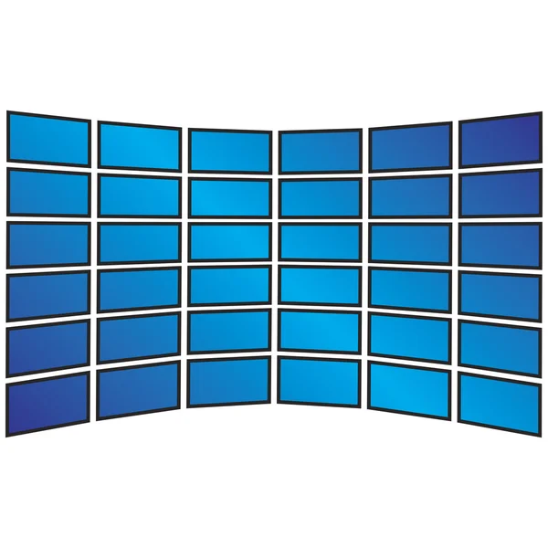 Stock vector Wall of Widescreen HDTVs