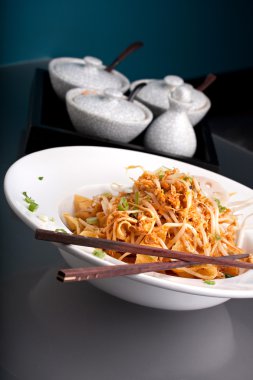 Thai Noodle Dish with Chopsticks clipart