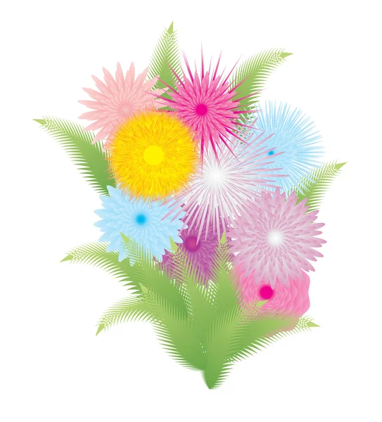 Beautiful bouquet of colored flowers — Stock Vector